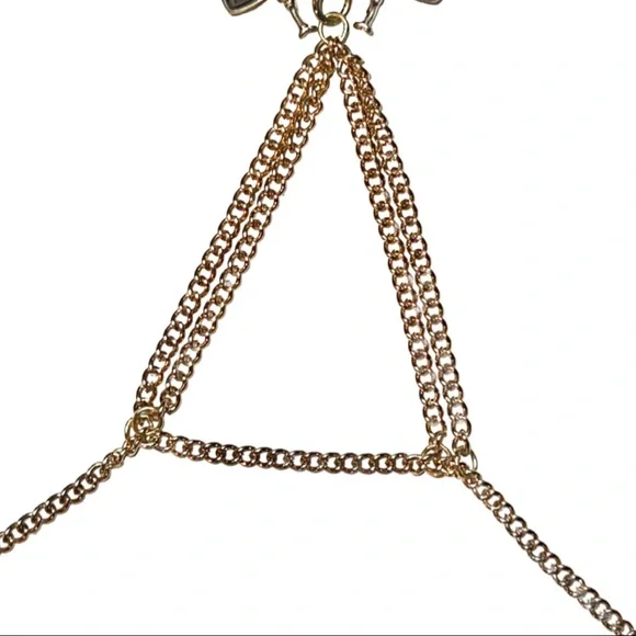 Gold & Abalone Iridescent  Skull Moth Statement Hand Chain - Picture 12 of 14